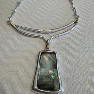 ALM Soho Elegant Silver & Gold Pendant Necklace